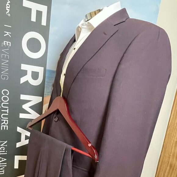 IKE BEHAR BURGUNDY DESIGNER SLIM FIT SUIT - Picture 4 of 8